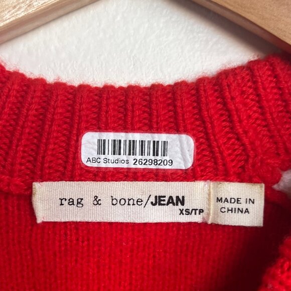 "Rag & bone" red & white sweater / 10% merino wool / Size XS - Picture 8 of 8